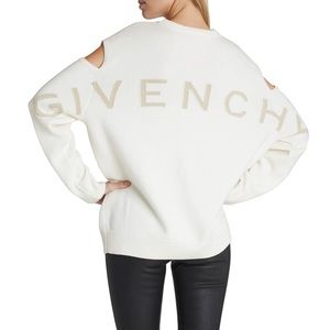 Givenchy logo back cutout shoulders cashmere and wool sweater